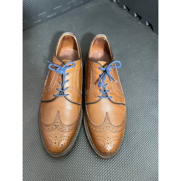 Allen Edmonds MacNeil Brown Leather‎ Long Wingtip Shoes Blue Laces Size 7D 9247 - Picture 2 of 10